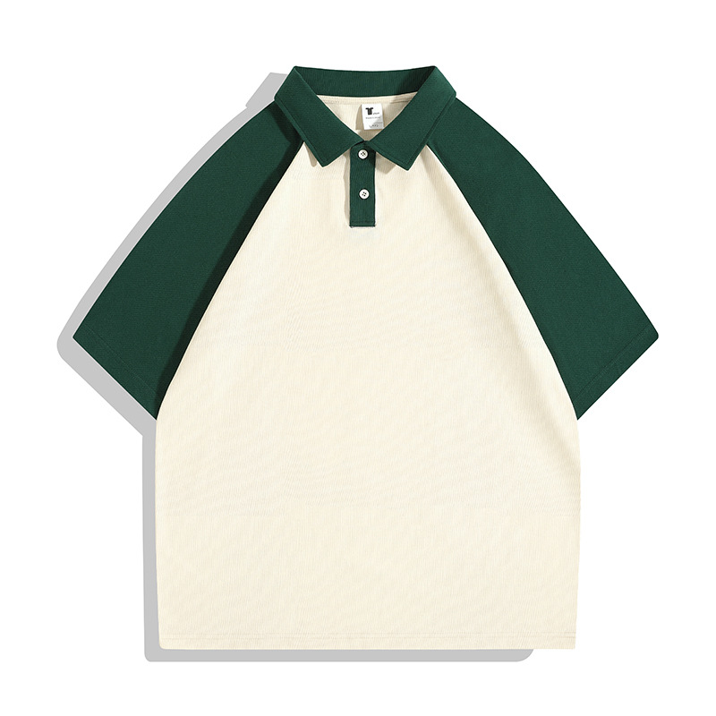 Camiseta de media manga con hombros caídos de algodón puro, polo de solapa raglán, ropa de clase de marca de moda, camisas publicitarias, ropa de trabajo, camisas culturales, personalización