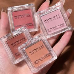 メークmeibaoge単色のチークのハイライトはあごの紫のあごの青い蜜の桃の色のつや消しの自然な乳の杏の色のチークを修理します。