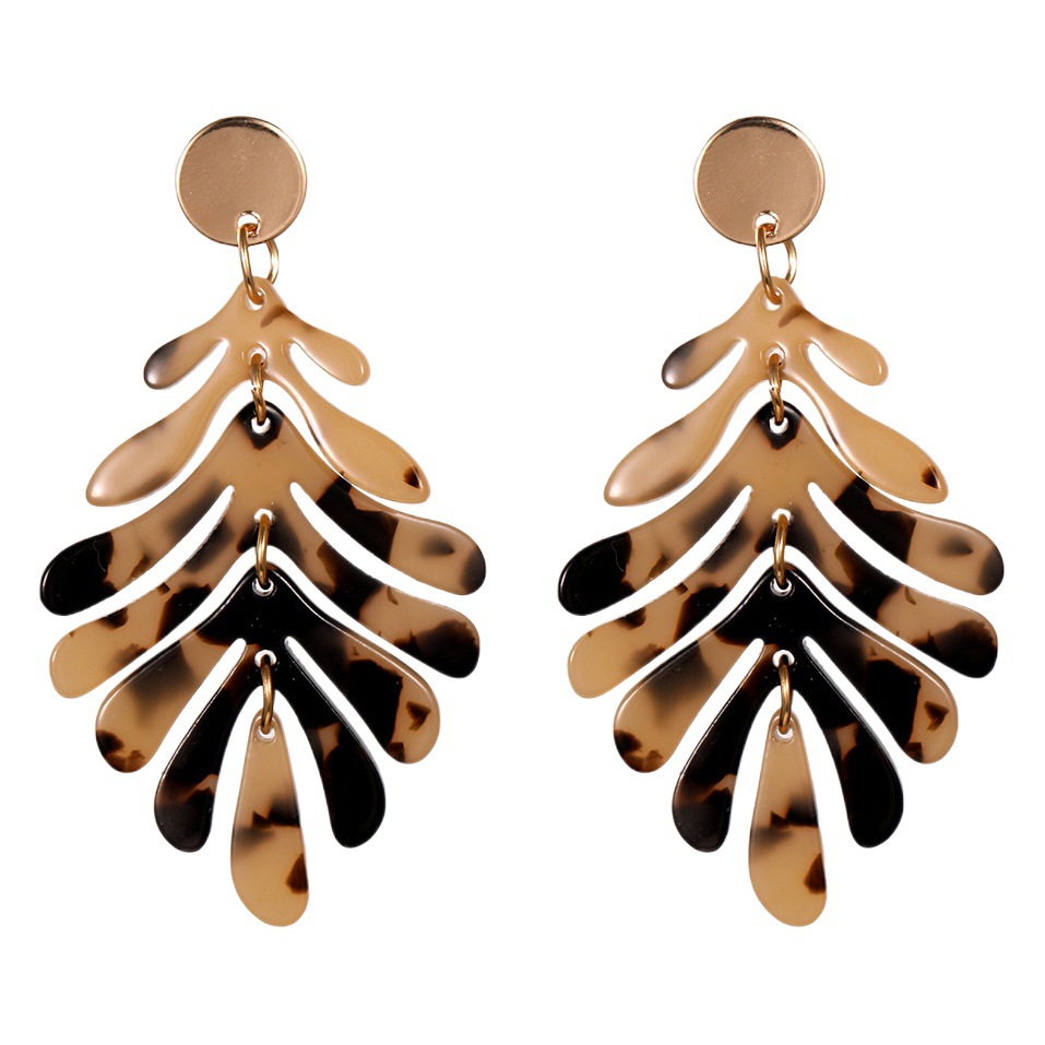 Cross-border Amazon personalizado de tipo C acrílico pulsera pendientes collar joyería traje leopardo moda 4-piece set pendientes