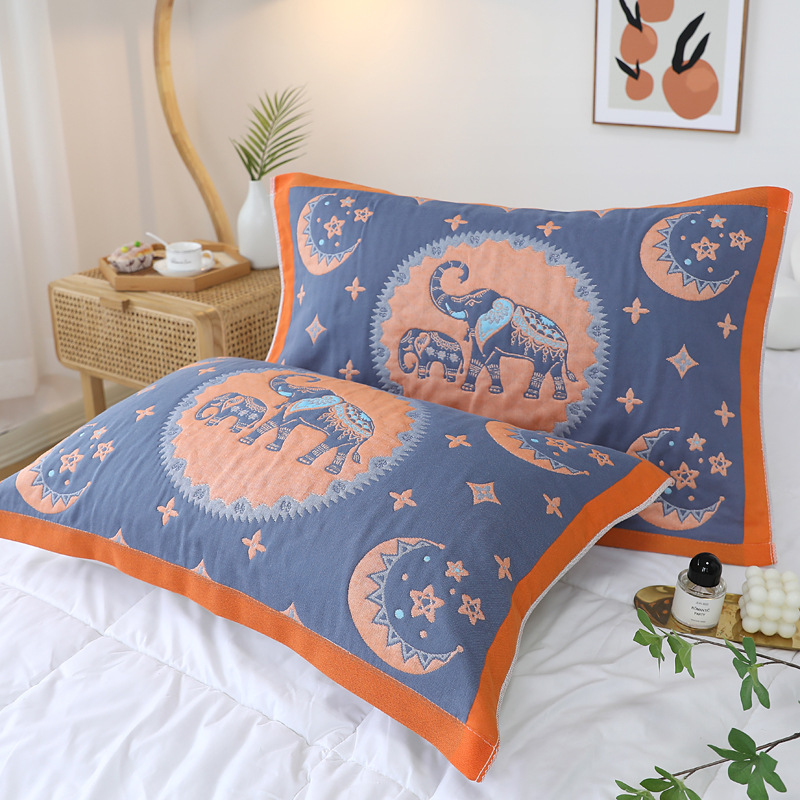 A Pair of Gauze Cotton Pillow Towel A Pair of Adult Couple Pillow Headband Soft Thickened Sweat-absorbent Four Seasons Hong Na