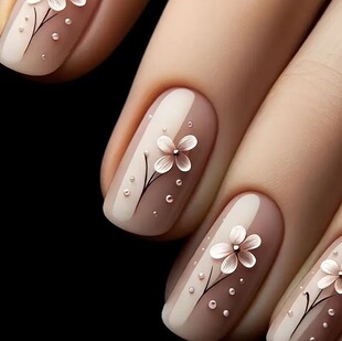 Hot cross-border new 24-piece nail art simple small fresh high-end small flower short square wear armor wholesale