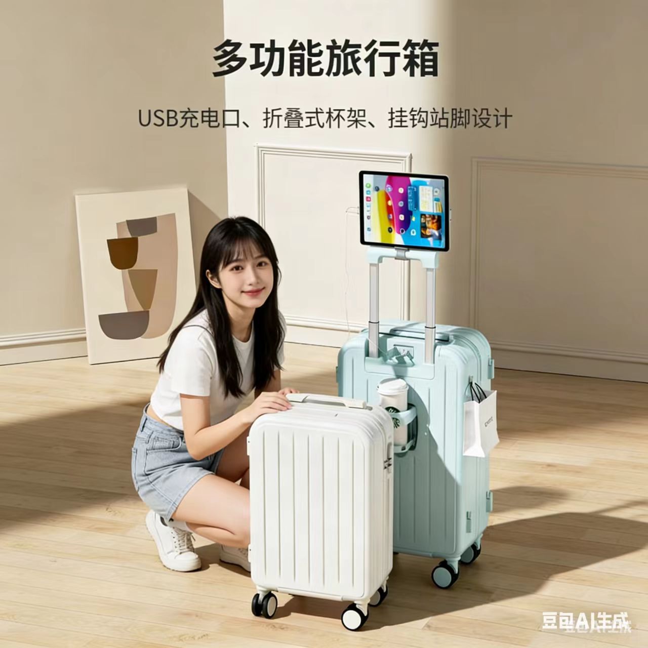 Factory direct sales of small, stylish, large-capacity trolley cases with slip wheels, sturdy and durable, silent, with universal wheels and combination locks.