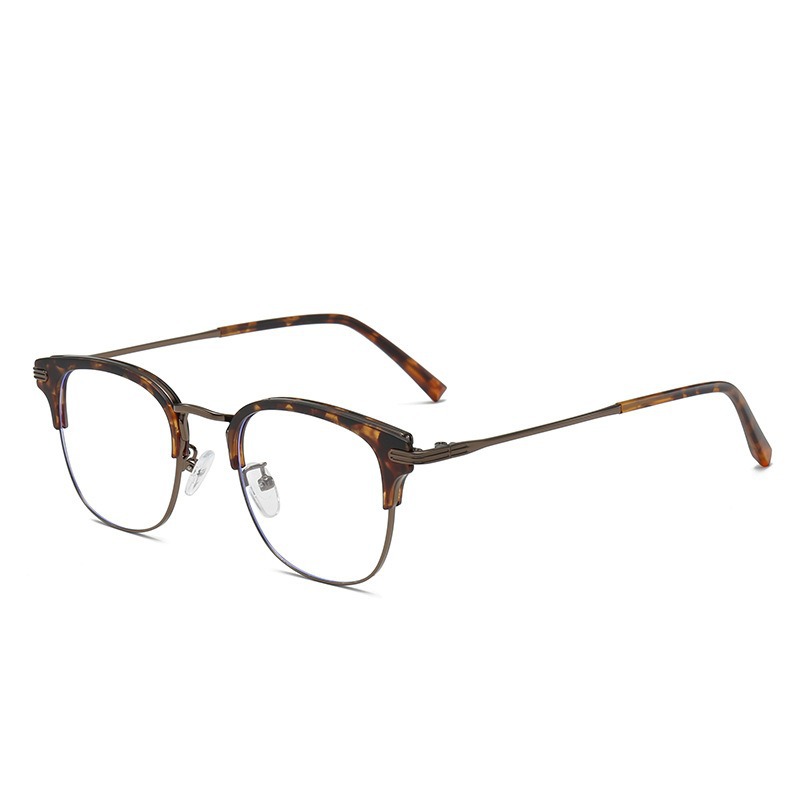 Moda de metal para hombres marcos de gafas comerciales lujosos anti-luz azul gafas de miopía TR90 con espejos de luz