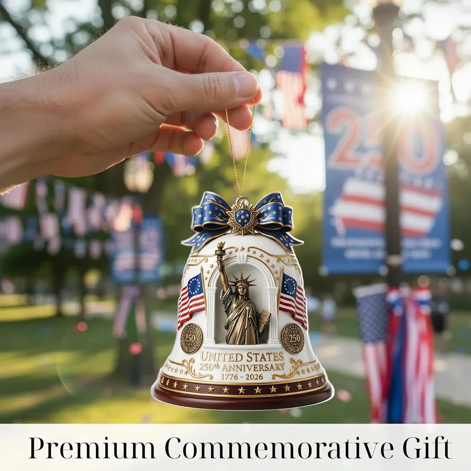 Decoración del 250 aniversario de la fundación de los Estados Unidos - Decoración del árbol de Navidad del Día de la Independencia de la Estatua de la Libertad 2D plana