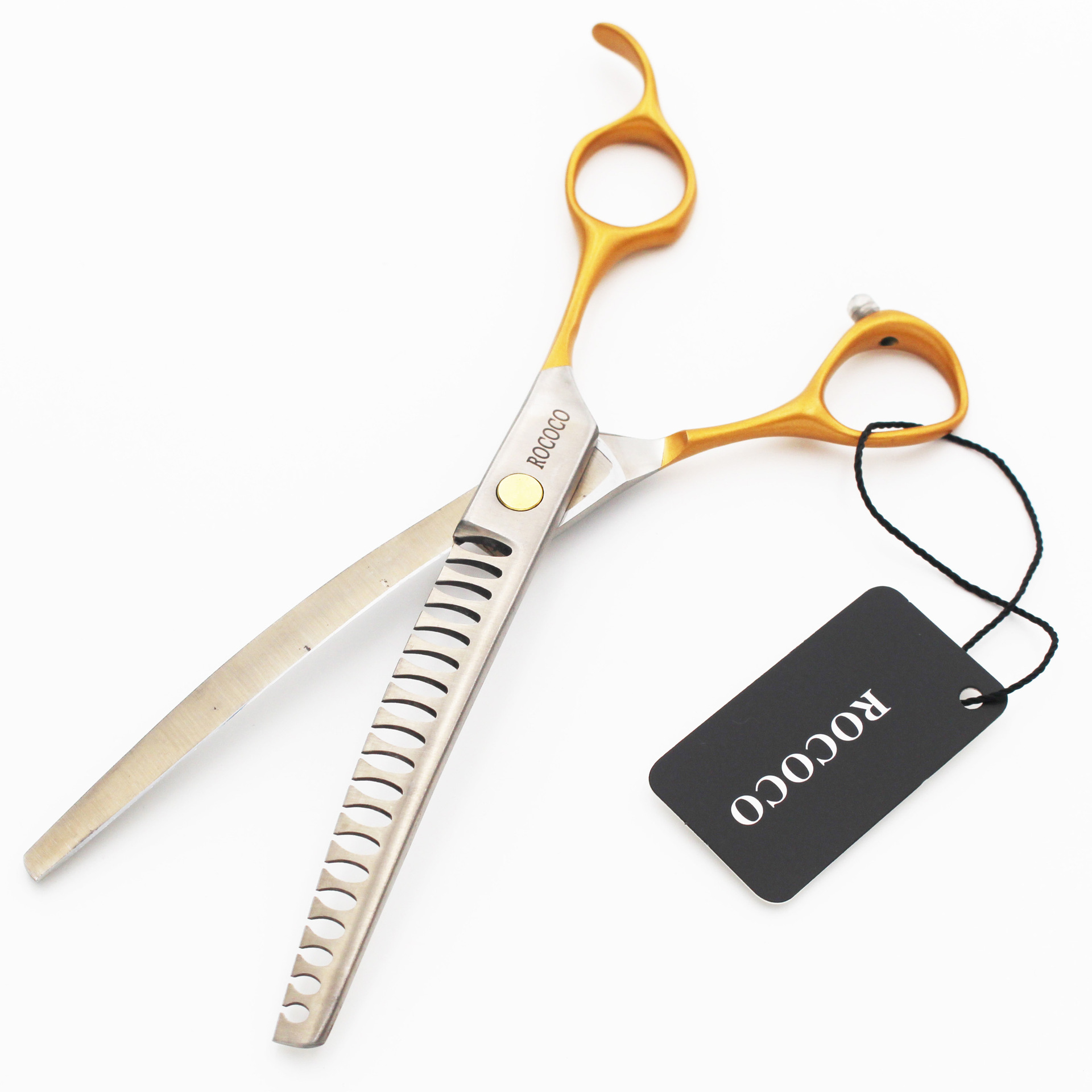 7.0寸金色烤漆宠物剪刀弯牙剪 弯鱼骨剪 弯剪 美容师专用修毛工具