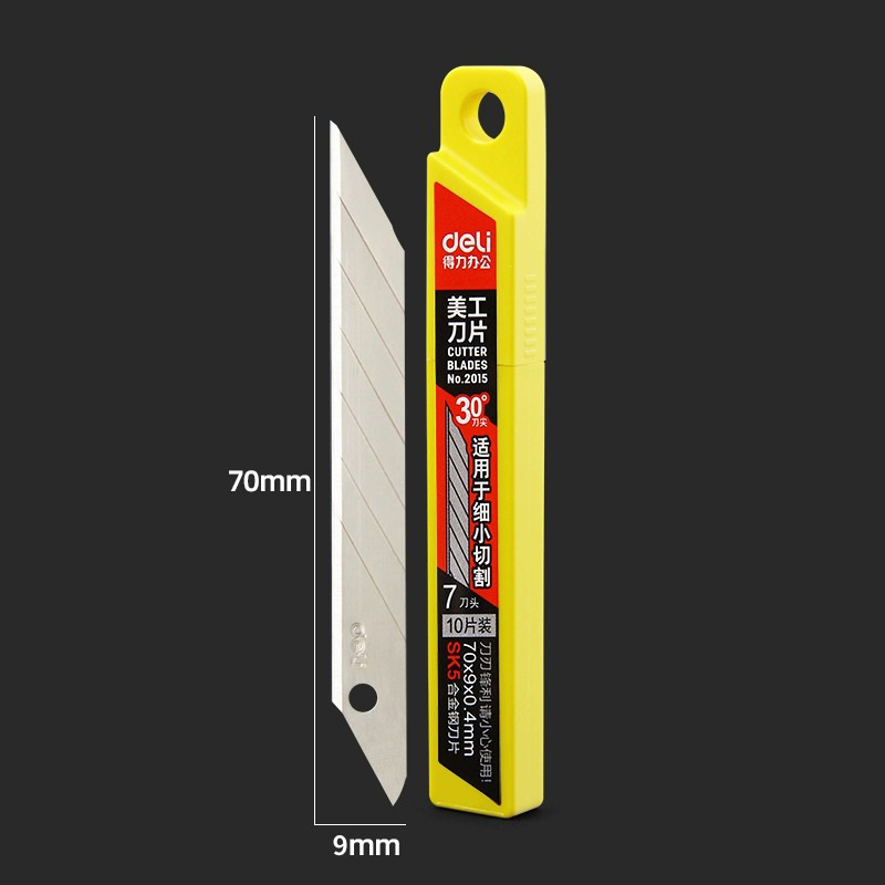 Deli Stationery 2015 art knife blade SK5 alloy steel 30 degree knife tip small size art blade small blade