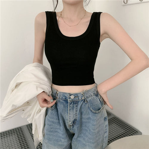 One-piece hair strap breast pad camisole women's short sleeveless inner and outer wear niche design bottoming top for women