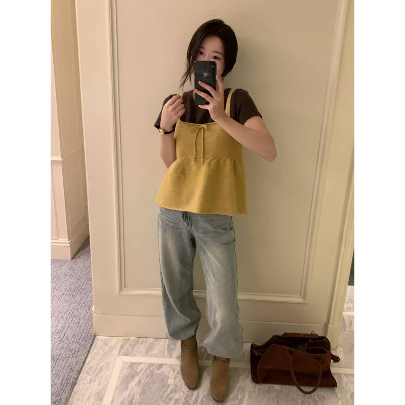 韩系清新简约洋气叠穿针织衫马甲甜美减龄休闲百搭修身显瘦背心秋|undefined