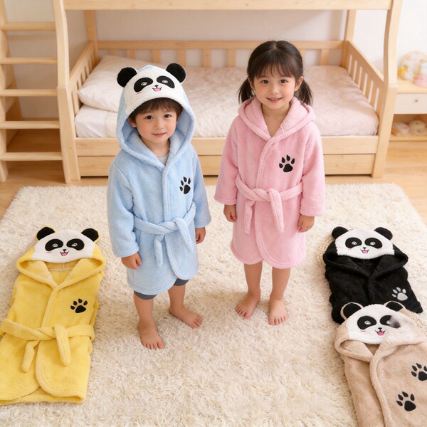 Demi-season flannel children's bathrobe for men and women