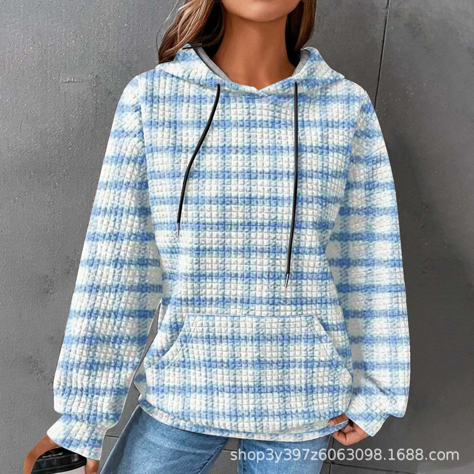 Comercio exterior transfronterizo 2023 estación independiente nuevo rugby impreso superior de las mujeres suéter con capucha waffle suéter