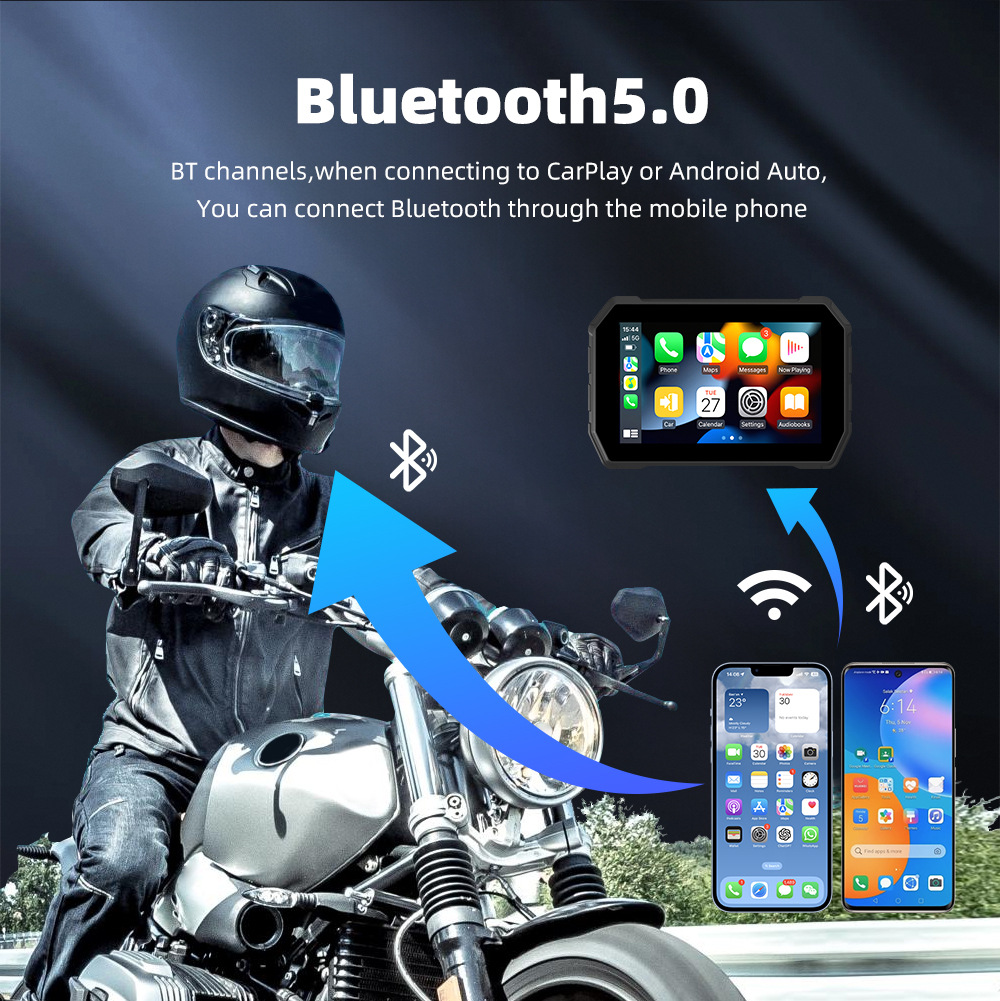 5inch Motorcycle Carplay Portable Cycling Navigation Screen Mobile Phone Carplay/Android Auto Interconnection