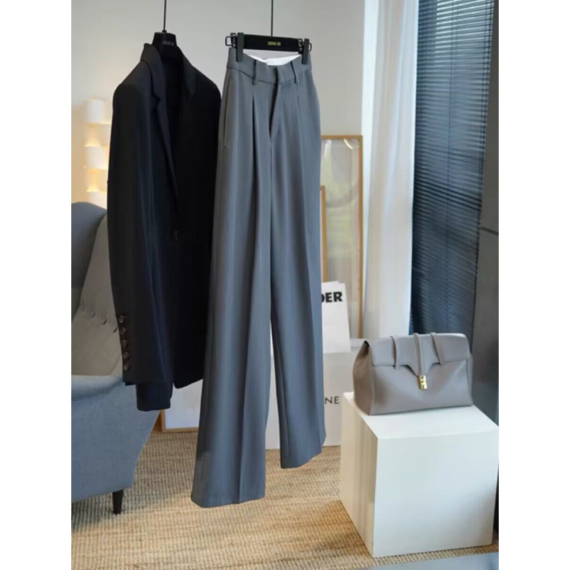 Nice pants! Women's Summer High Waist Draping Straight Suit Casual Pants