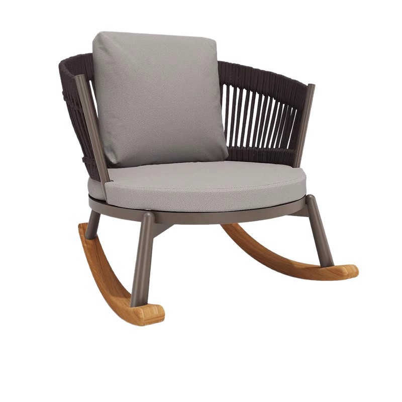Silla de mecedora de caña balcón pequeño sofá al aire libre mesa de té combinación al aire libre tres piezas set perezoso patio muebles de jardín