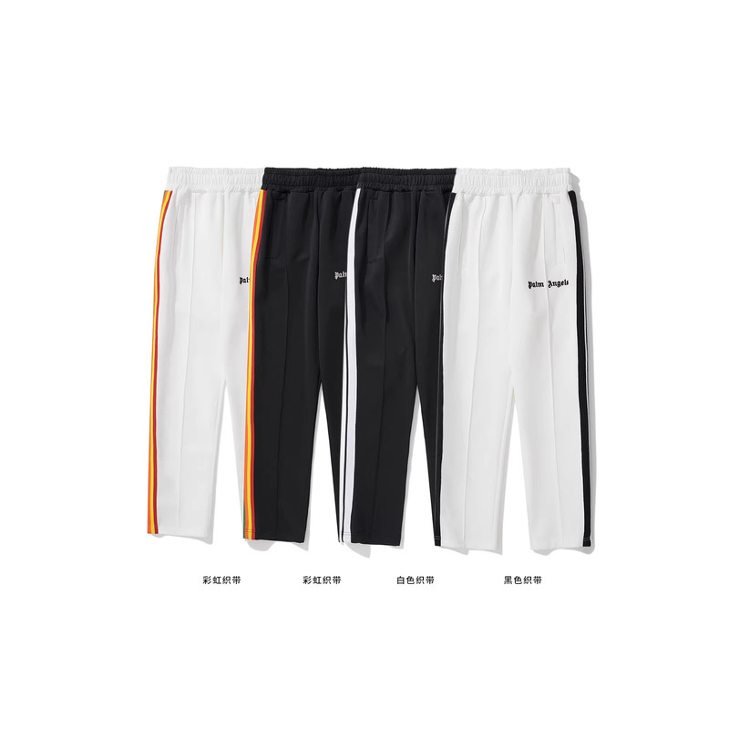 Cross-Border Trade Straight-Leg Casual Pants with Rainbow Webbing, Unisex Sweatpants, Spring and Autumn Sports Pants with Lettering