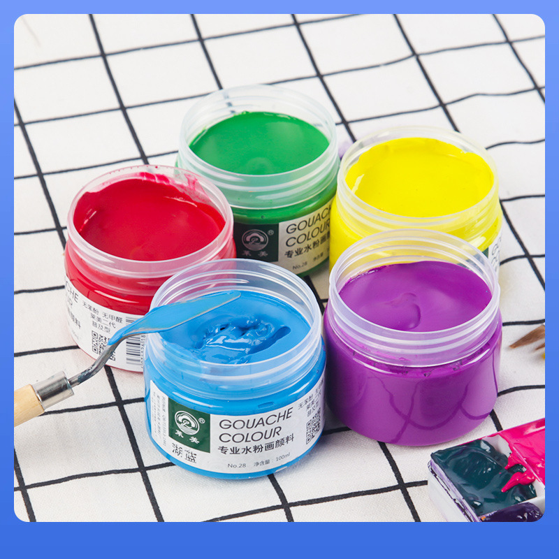 Concentrated pigment painted gouache for students