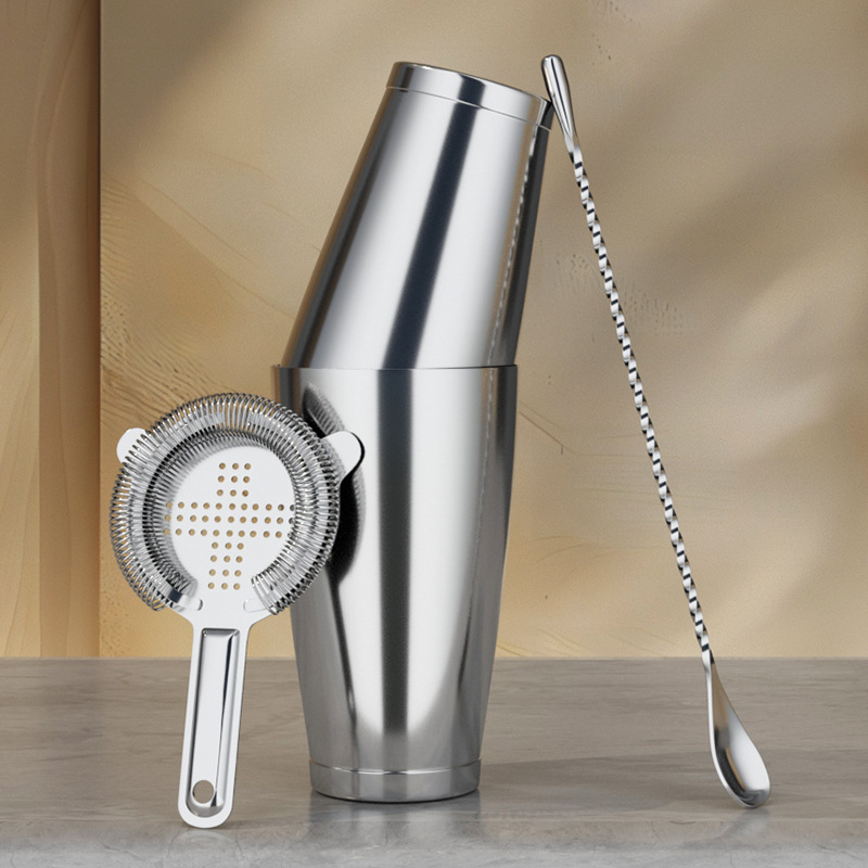 304 acero inoxidable Boston mezclador de cóctel shaker bar salón cuchara taza de medición conjunto de mezcla