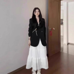 高级感气质黑色西装外套女春秋季oversize小个子宽松休闲西服上衣
