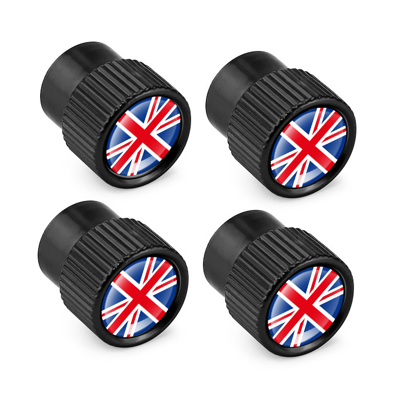 Cross-border car exterior aluminum alloy British flag valve cap valve cap creative air nozzle cover car exterior