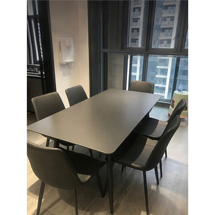 Full-Slip Slate Dining Table for Home Small Apartment Restaurant Modern Simple Rectangular Dining Table Black Slate Table Dining Table