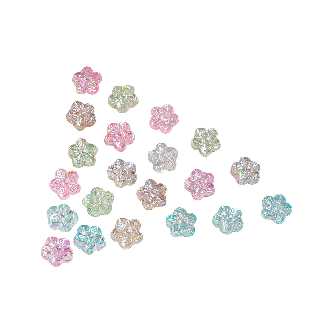 30 glaseados de azúcar, flores transparentes de color mágico, pequeñas flores de cerezo con cuentas, accesorios colgantes de cadena de teléfono móvil de bricolaje, cuentas de resina al por mayor