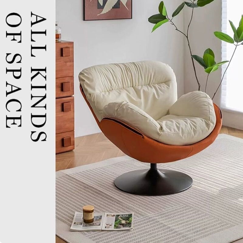 Nordic single-person swivel sofa chair, modern minimalist home use, suitable for living room, balcony, bedroom, leisure and reading chair, light luxury lazy chair