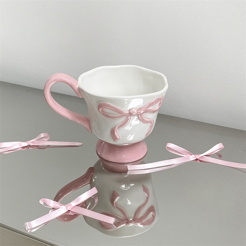 蝶結びハイマグ 1 個セラミックウォーターカップコーヒーミルクカップカップルペアカップクリスマスギフト|undefined