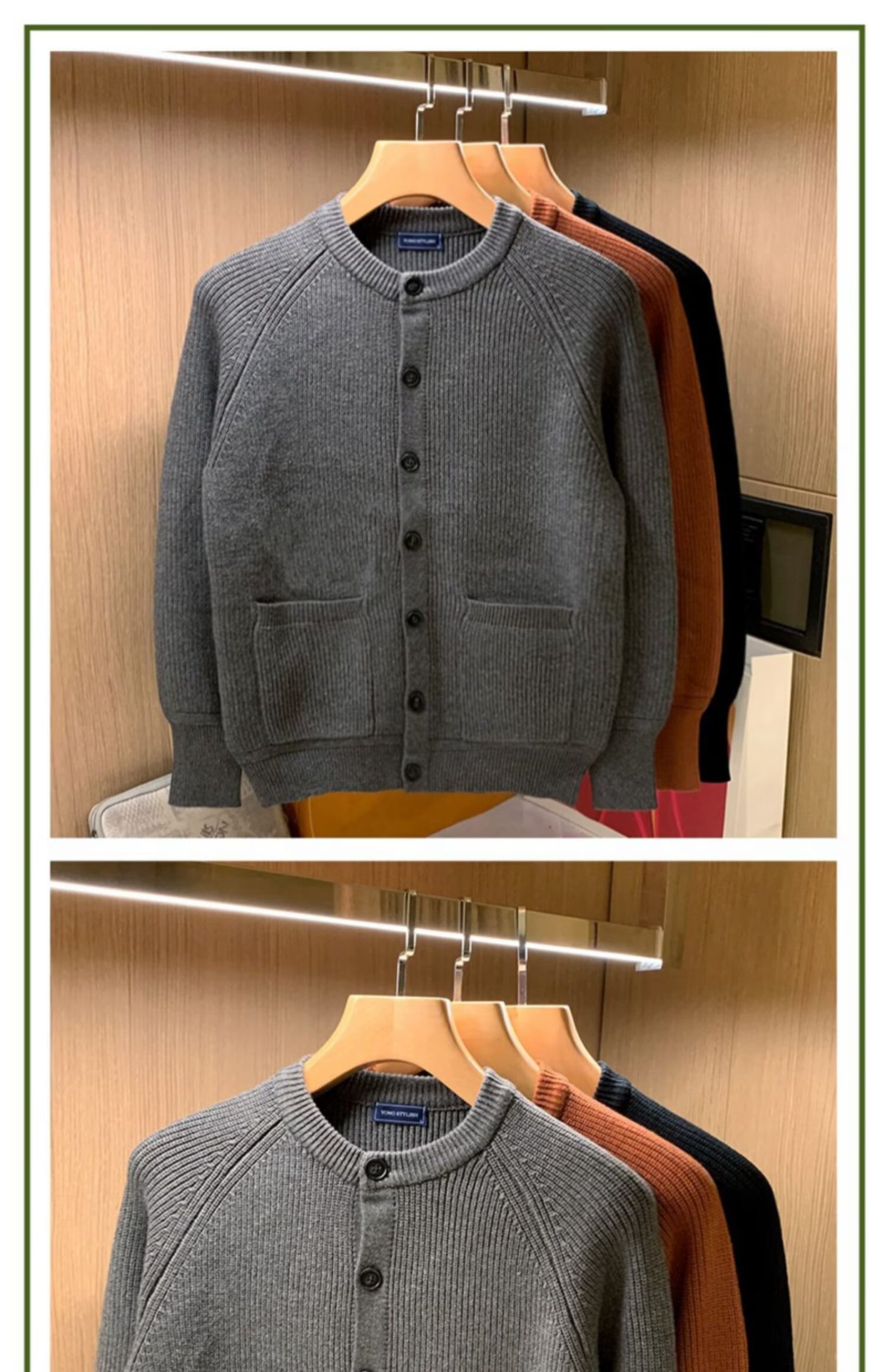 Oversized Herren-Strickcardigan – Atmungsaktiver Stretch-Pullover mit offener Vorderseite für Freizeit und Business (Schwarz/Grau/Karamell, EU-Größen S-2XL)_voghion.com