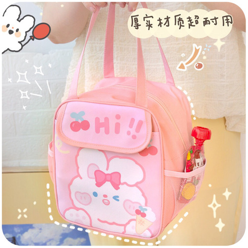 Ins-style cute lunch bag for women, insulated, hand-held, large capacity, office worker meal bag, niche, children's breakfast bento bag
