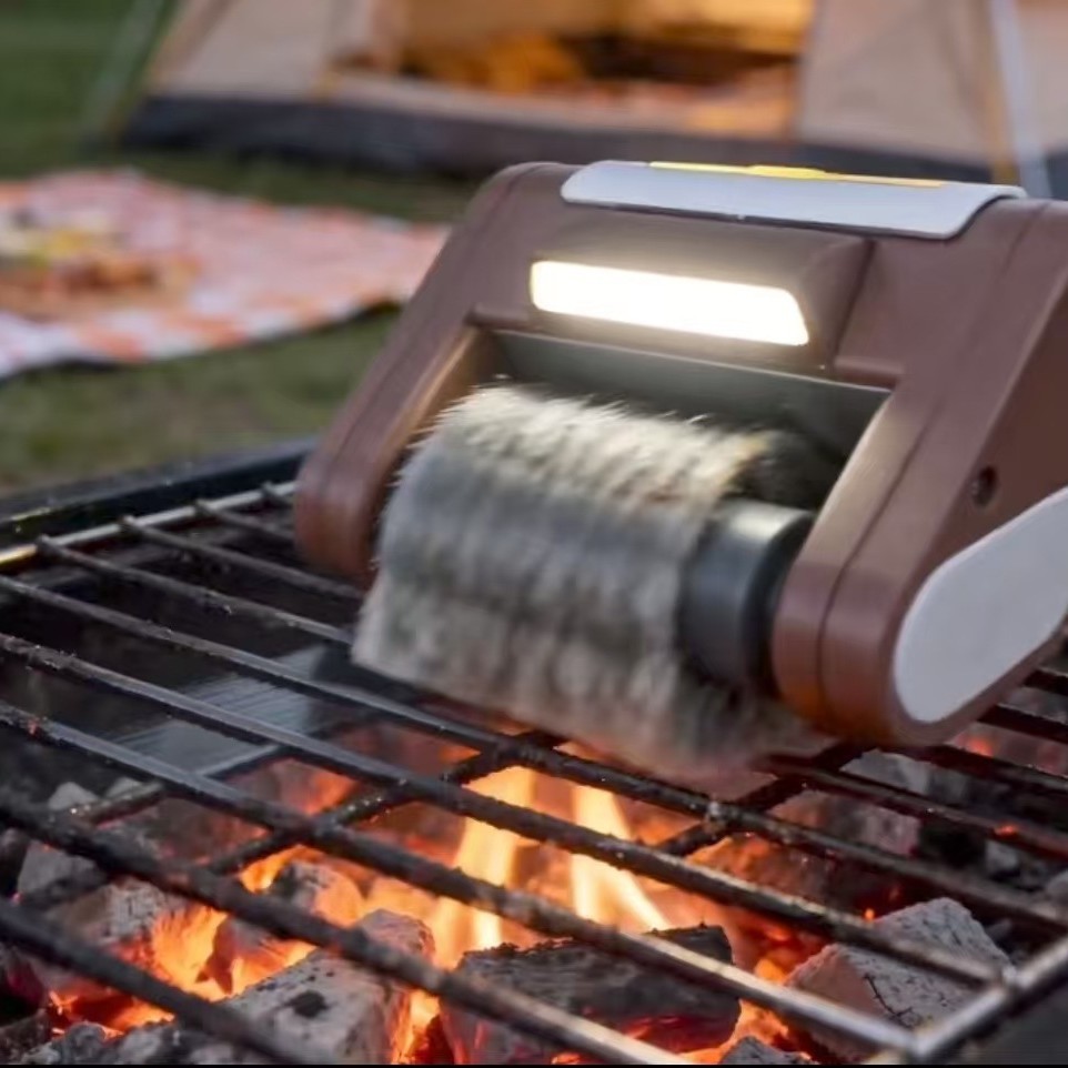 Cross-border nueva explosión 304 rodillos de acero inoxidable cabeza de cepillo de barbacoa accesorios de cepillo de barbacoa eléctrica acampamiento herramientas de limpieza