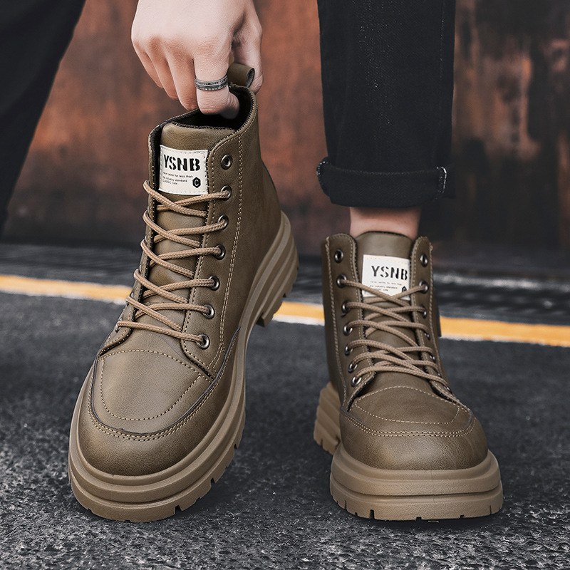 Otoño zapatos de hombre, botas Martin, botas británicas de trabajo para hombres, zapatos casuales de trabajo para hombres, botas de trabajo altas