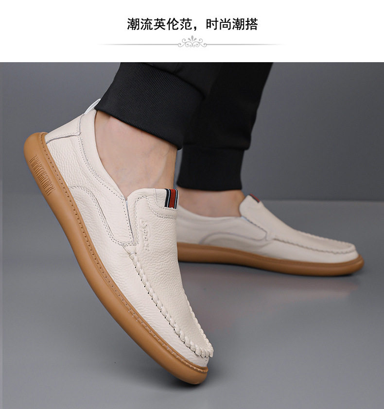 Giày lười nam da bò thật mềm đế bằng kiểu dáng đơn giản — quần kaki, trắng, đen chi tiết 23