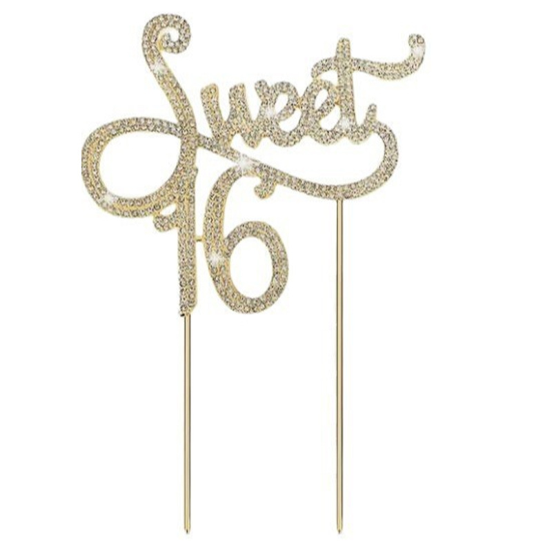 Cruz-frontera caliente al por mayor nueva Carta Grande rhinestone decoración de la torta dulce 16 DE cumpleaños decoración de la tarjeta de la torta