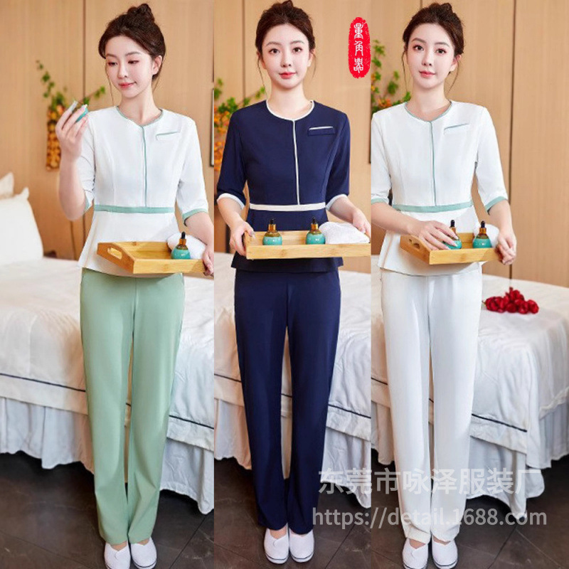 High-end beauty salon beautician uniform, health spa technician suit, foot bath, foot massage, nail salon uniform