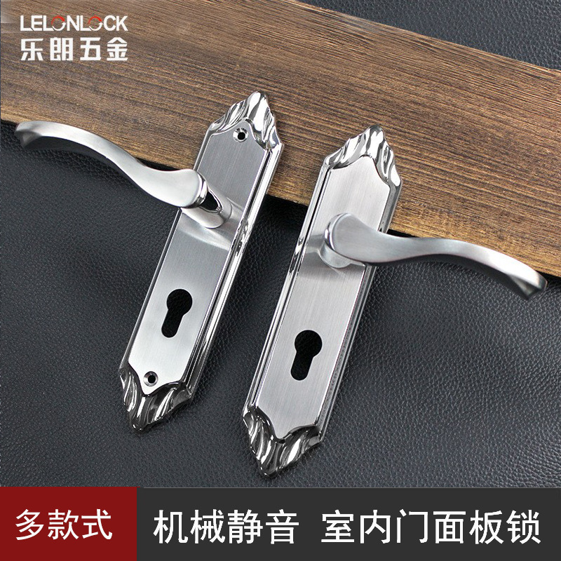Cerradura de puerta interior europea silenciosa personalizada 304 puerta de madera maciza de acero inoxidable cerradura de mano sala de baño cerradura universal