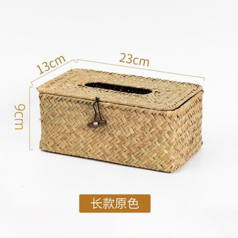 日式草编纸巾盒手工家用客厅创意车载抽纸盒藤编竹编纸巾筒纸华庚|undefined