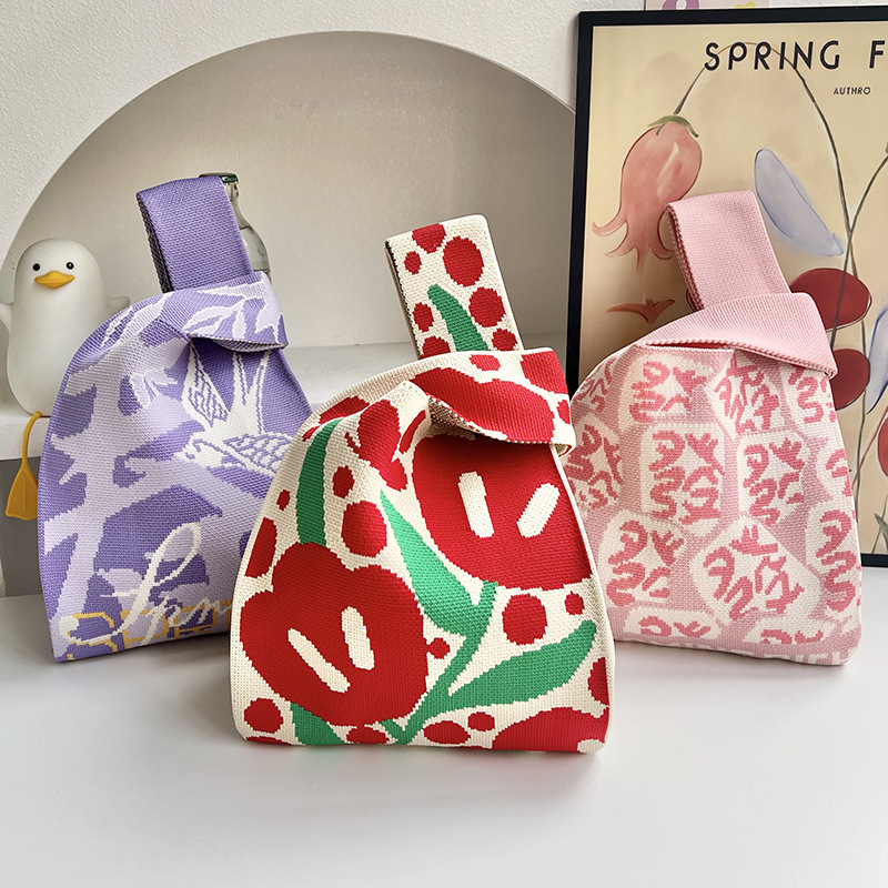 Bolso de punto de flores versión coreana del bolso de hombro de diseño de nicho de moda ins