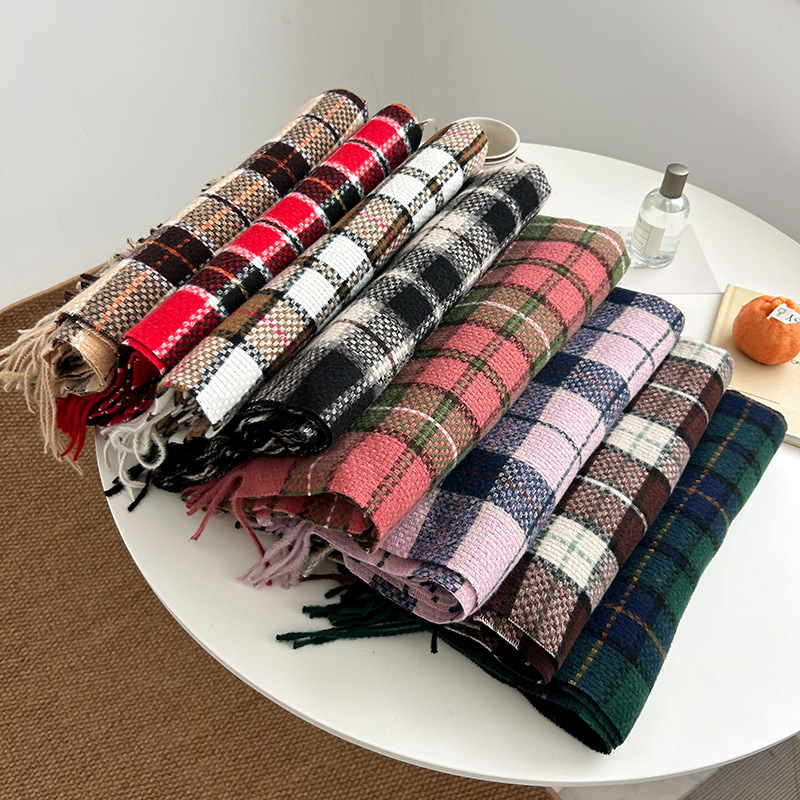 Otoño y invierno de alta calidad moda bufandas de tela de tela de tela coreana temperamento dulce y elegante imitación de cachemir calentamiento veloz chal image 1