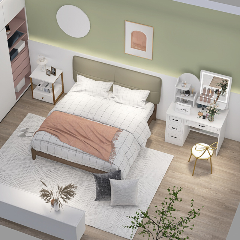 Tocador dormitorio moderno simple estilo europeo dormitorio principal mesa de maquillaje pequeño apartamento gabinete de almacenamiento integrado gabinete de maquillaje estilo ins