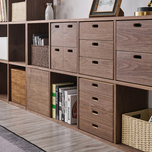 Bookshelf Floor Storage Rack Solid Wood Children's Storage Free Combination Prellis Cabinet Living Room Wall Home Bookcase