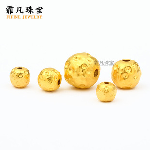18K Gold Ancient Gold Meteorite Pattern Old Barrel Beads Spacer Beads DIY Handmade Jewelry Toy Beading Material Accessories with Beads