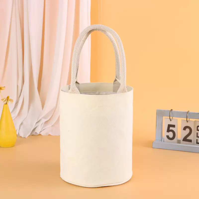 圆筒包简约单色牛津布手拎包日常通勤加厚有底手提袋收纳袋购物袋