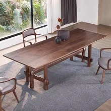 别墅餐桌椅轻奢高端意式北美黑胡桃木餐厅家具设计师创意实木饭桌