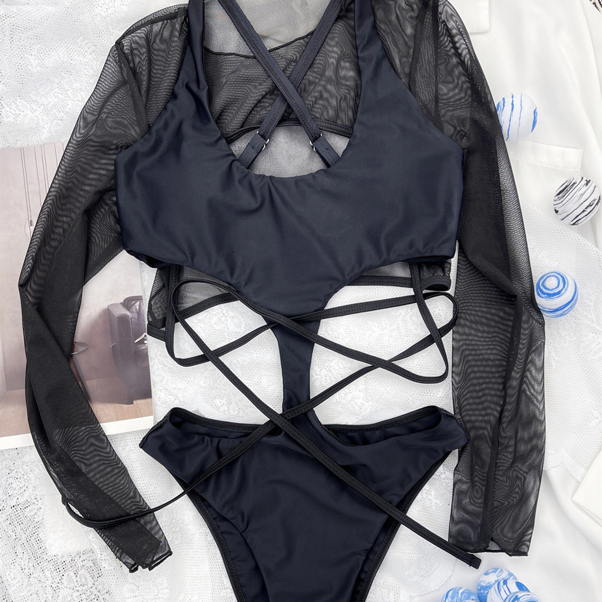 Luoguo One Piece Blouse Bikini One Piece Tied Swimsuit Sexy Swimsuit in One-piece Swimsuits