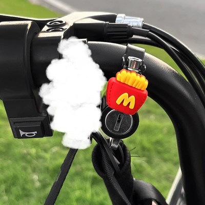 Electric car helmet lock anti-theft fixed hook cute cartoon motorcycle battery car safety helmet anti-theft lock universal (Helmet lock) - black-one-pack-of-french-fries