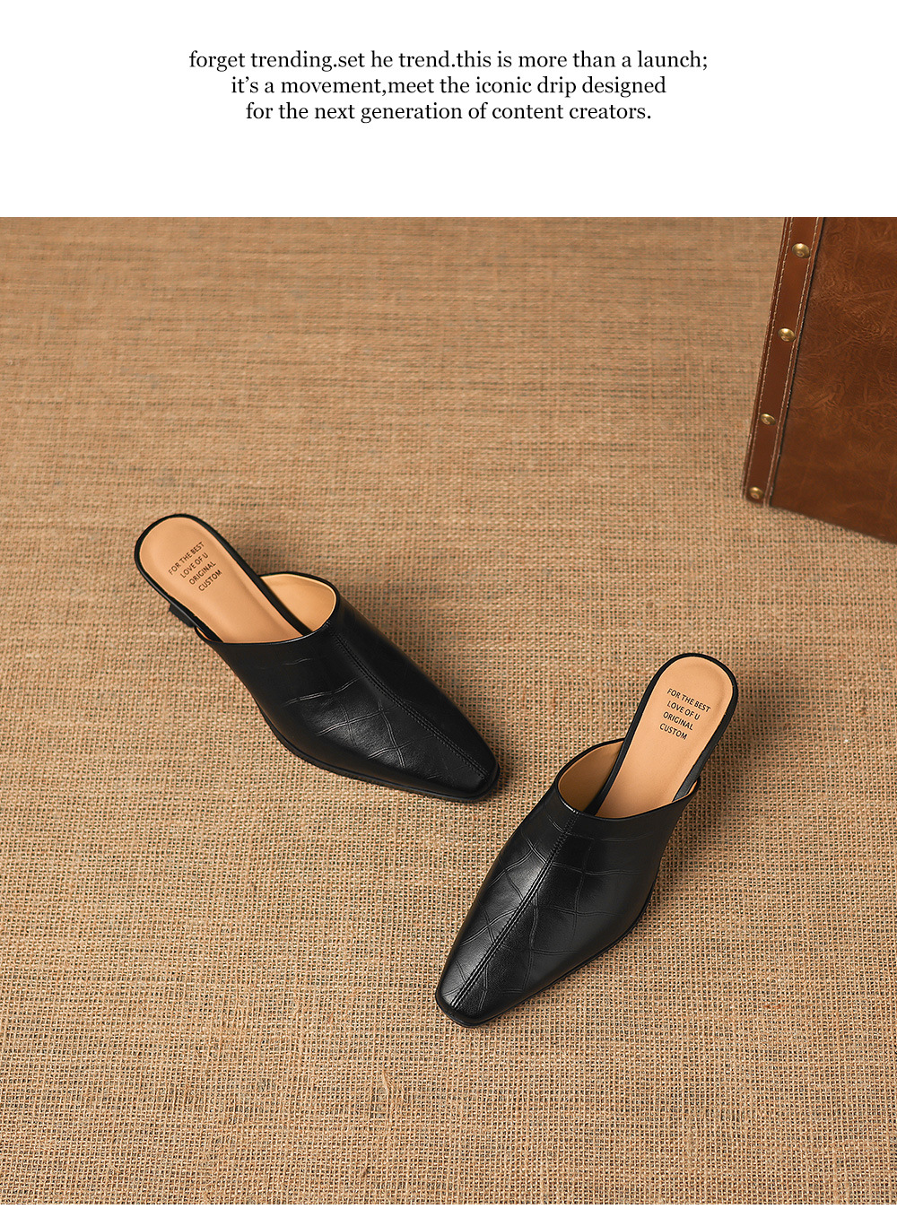 Dép sandal cao gót nữ mũi nhọn quai ngang da dê, gót 5 cm — đen chi tiết 20