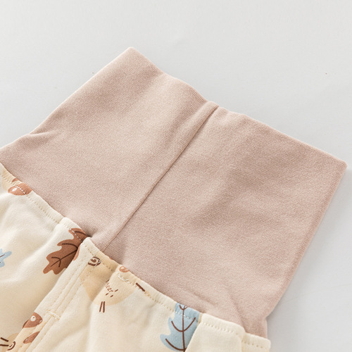 Baby underwear set spring and autumn pure cotton high waist belly protection partial placket set children's autumn clothes and autumn trousers home clothes