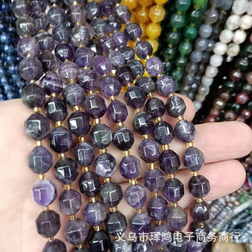 Agate cut surface natural stone corner round road opening scattered beads semi-finished DIY jewelry accessories wholesale