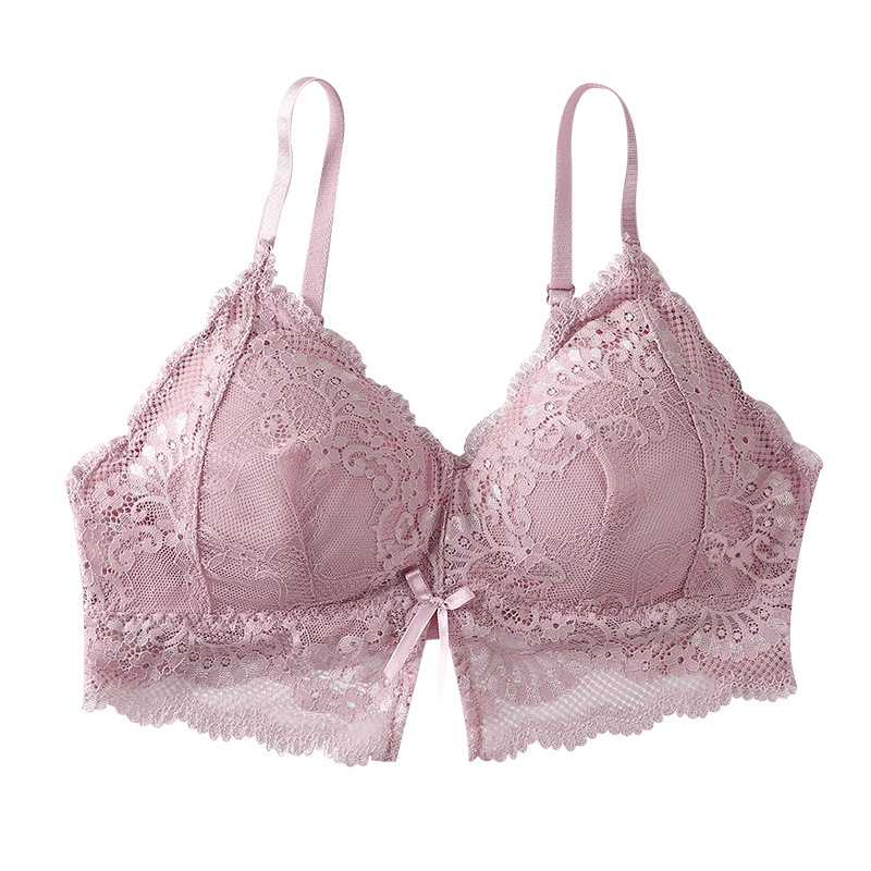 Ropa interior inalámbrica de las mujeres verano Delgado encaje sexy espalda envuelta pecho de una pieza empuja hacia arriba el sujetador de la correa