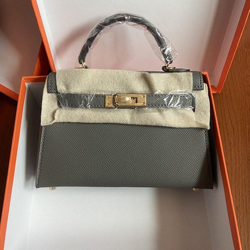 Bolso Kelly mini de cuero genuino, nuevo 2025, para mujer, versátil, al por mayor