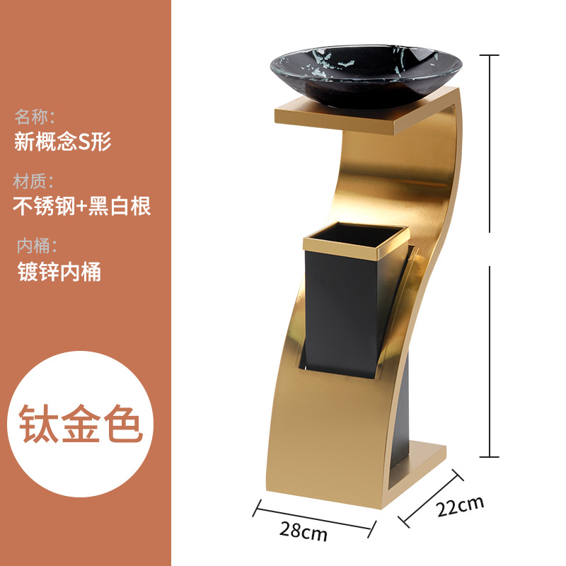 Vestíbulo del hotel comercial basura con cenicero de acero inoxidable mármol centro comercial ascensor vertical al aire libre cubo humo